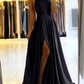 Simple Long Evening Dress Spaghetti Straps Prom Dresses With Slit    S1752