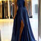 Simple Long Evening Dress Spaghetti Straps Prom Dresses With Slit    S1752