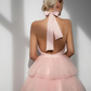 Luxury evening dress with open back, bridesmaid dress, wedding guest dress, birthday woman dress, tea length woman dress   S2324