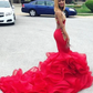 2023 Red Mermaid V-neck Prom Dresses      S2489