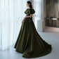 Classic Satin Quinceanera Dress, Green evening dress with belt     S1278