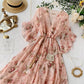 A line v neck floral dress fashion dress S01