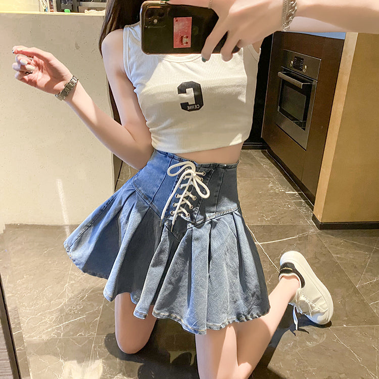 Cute denim skirt A line skirt     S353