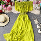 Cute off the shoulder chiffon casual summer dress    S62
