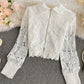 White hollow lace top    S83