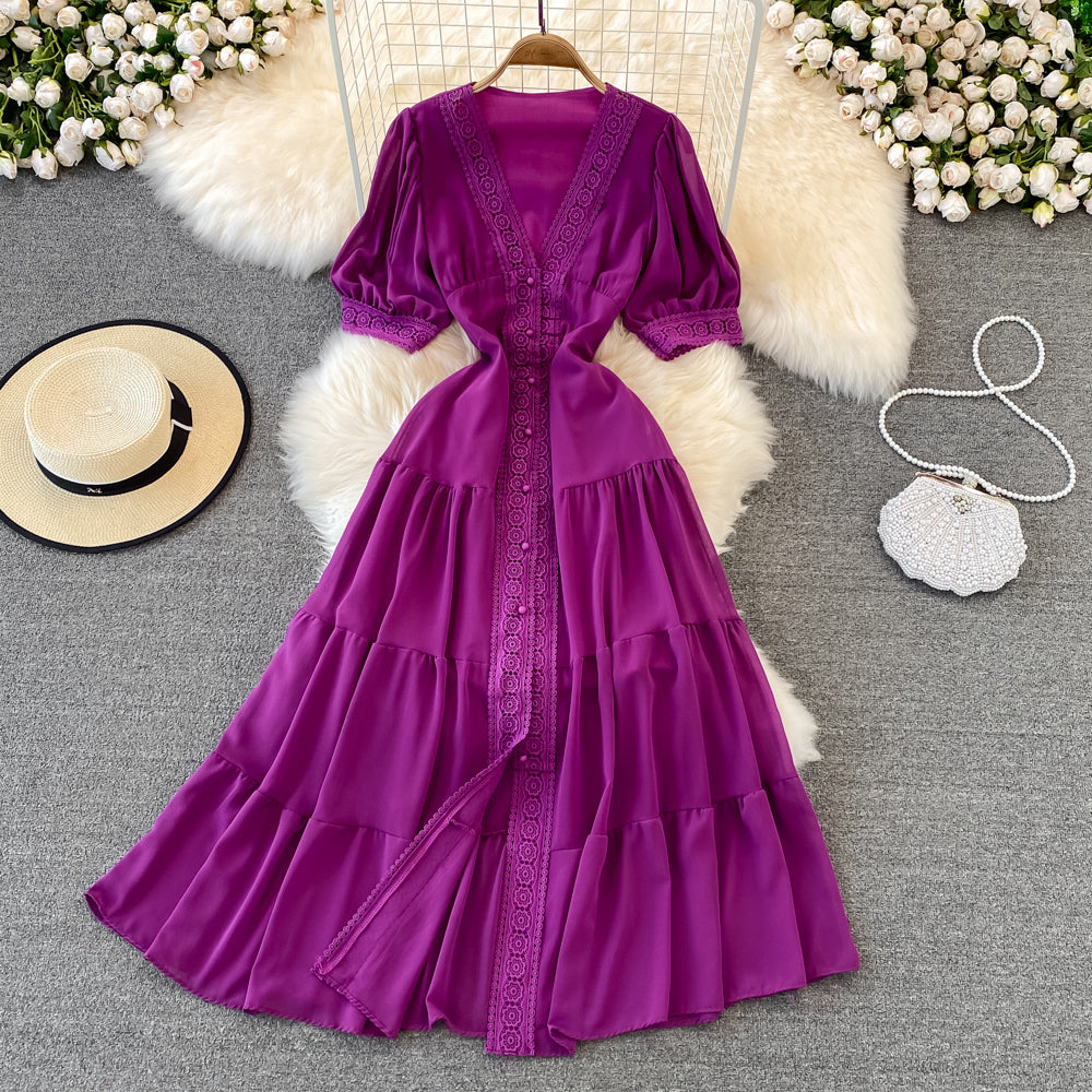 Stylish v neck chiffon lace dress fashion dress     S181