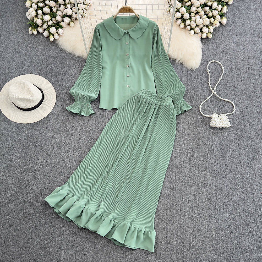 Cute two pieces dress green A line fashion dress      S168