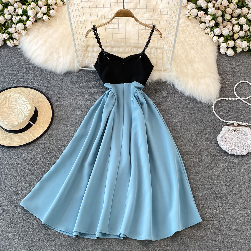 Cute A line short dress blue fashion dress   S17