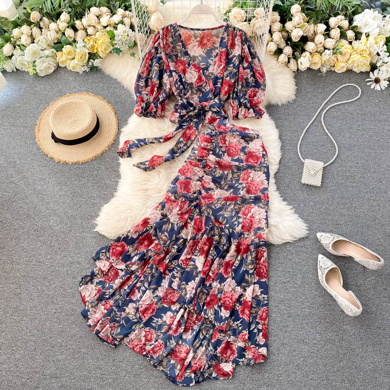 Cute floral chiffon two pieces dress fashion dress     S145