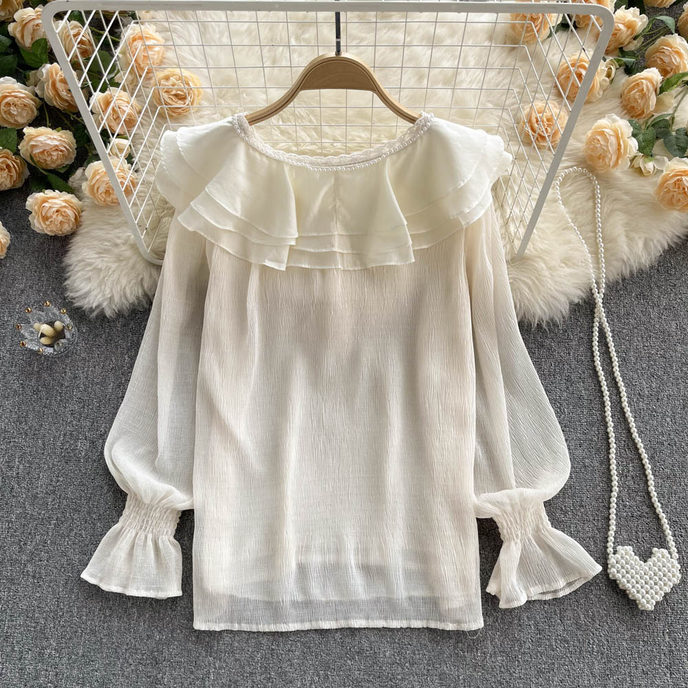 Cute v neck long sleeve tops     S228