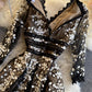 Black v neck lace dress A line party dress   S117
