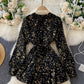 Stylish v neck short dress with stars   S26
