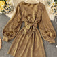 Simple v neck long sleeve short dress    S63