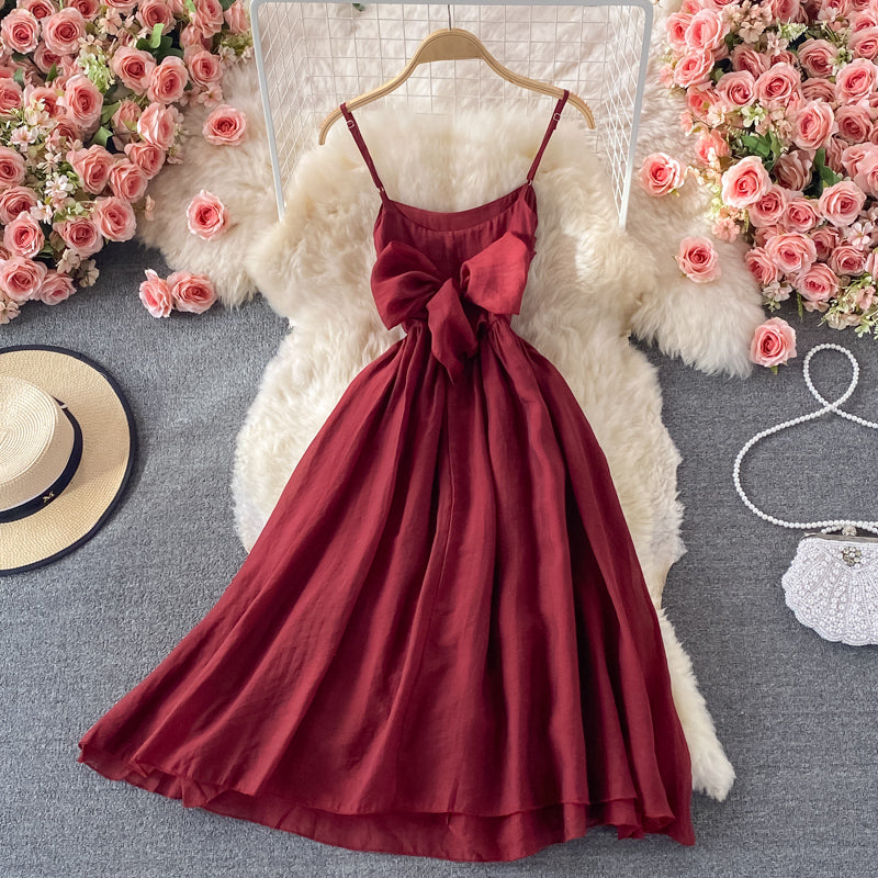 Red A line bow short dress fashion dress    S07