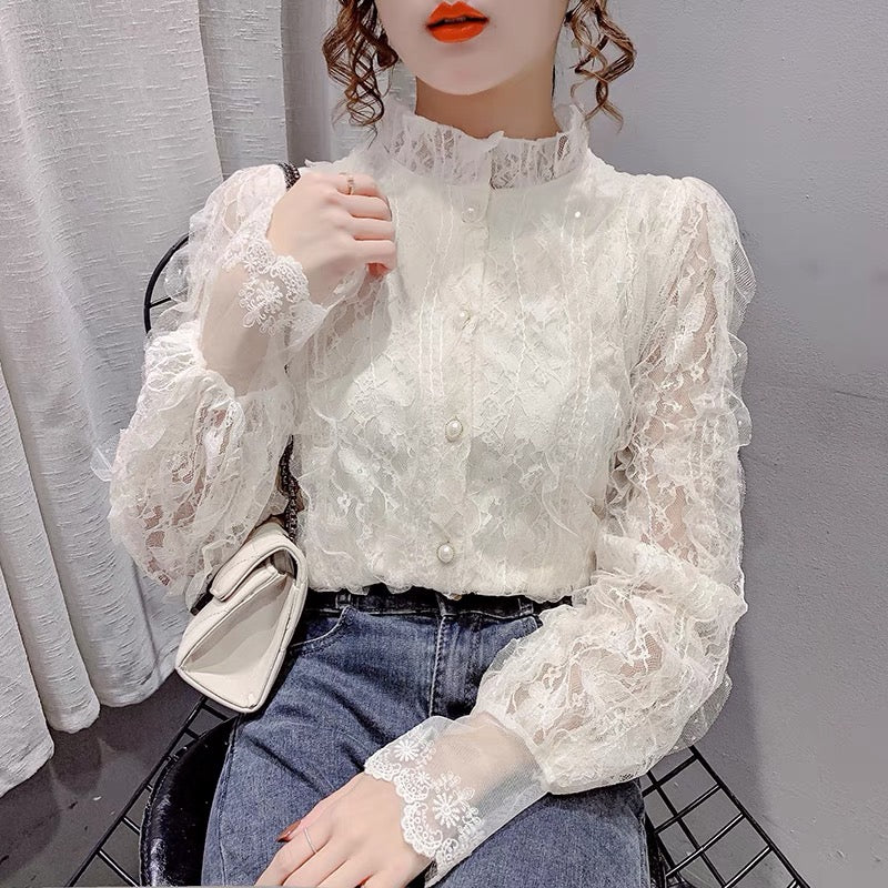 Cute lace long sleeve tops fashion tops    S164