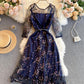 Blue lace short A line dress fashion girl dress    S101