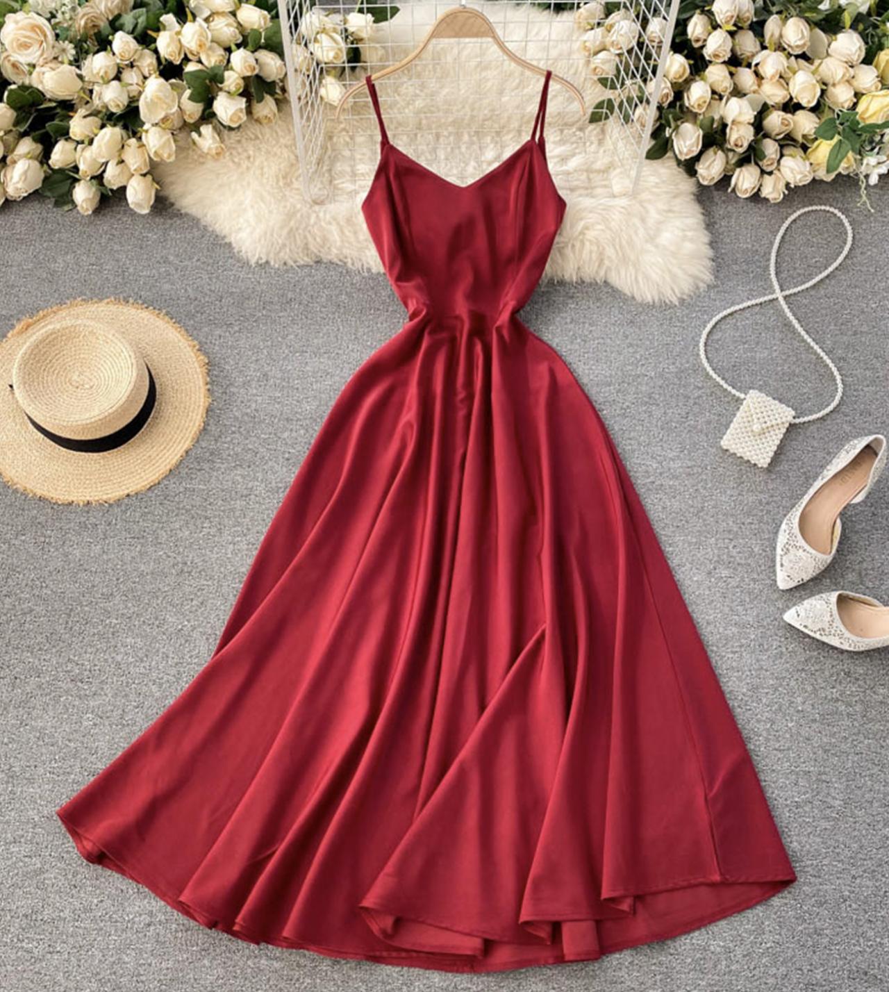 Cute v neck satin dress fashion dress    S125