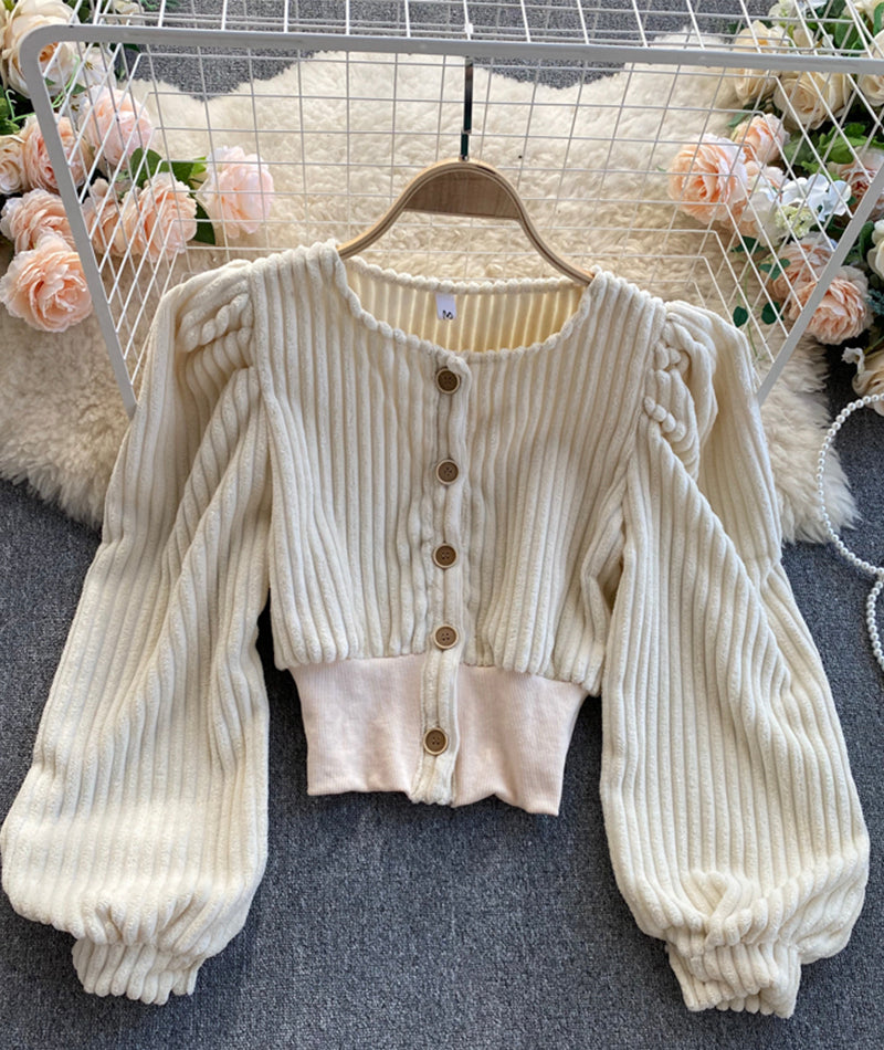 Stylish corduroy long sleeve top  S110