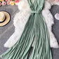 Stylish sleeveless jumpsuit slim fit pleated wide-leg trousers    S114