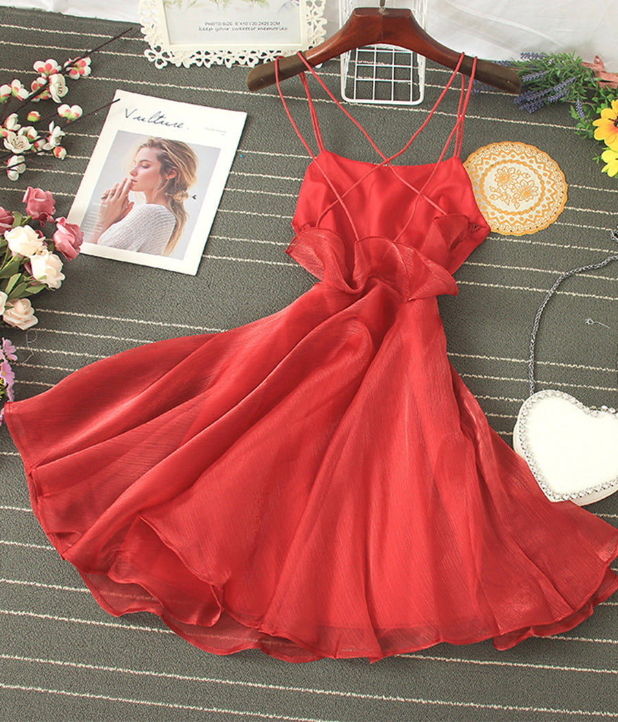 Cute tulle backless short dress mini dress  S05