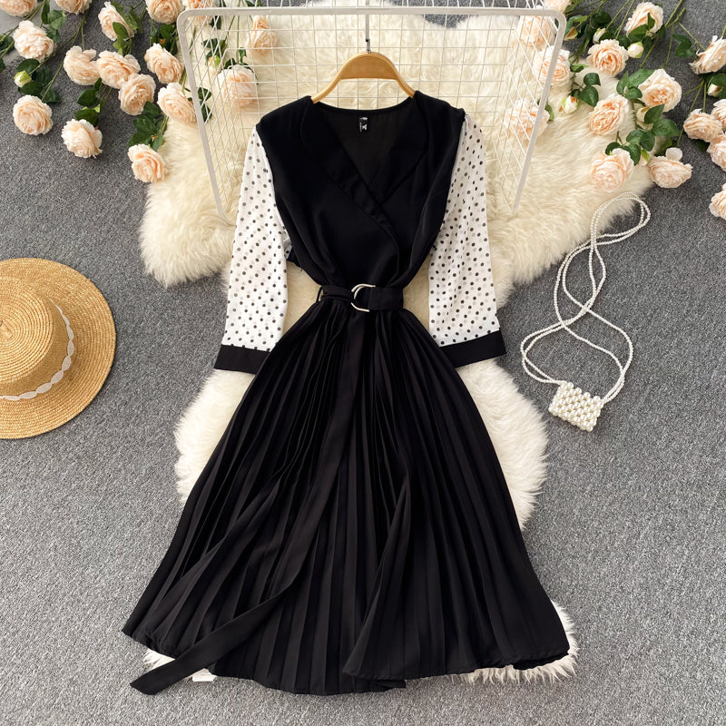 Cute v neck long sleeve dress A line fashion dress     S214