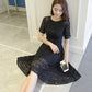 A line lace short dress summer dress     S131