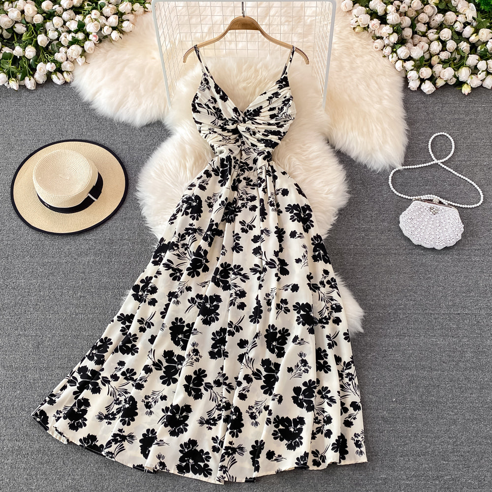 Cute A line floral dress fashion dress    S499