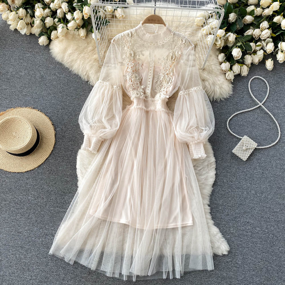 Cute tulle lace long sleeve dress fashion dress      S211