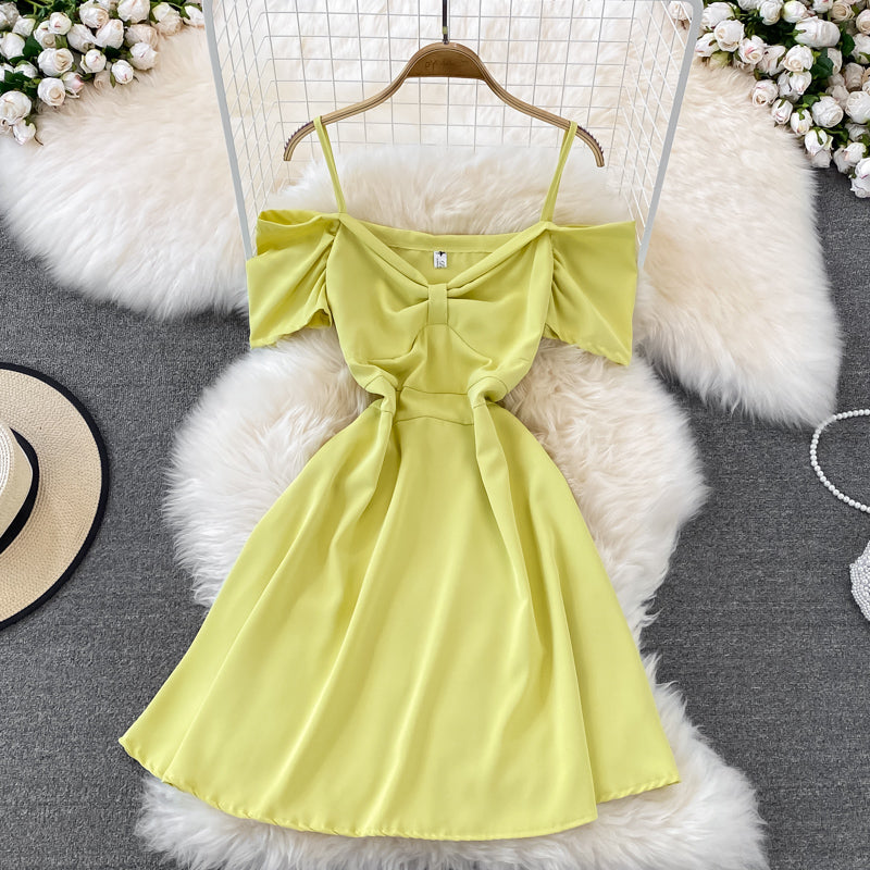 Simple A line off shoulder dress fashion dress    S313