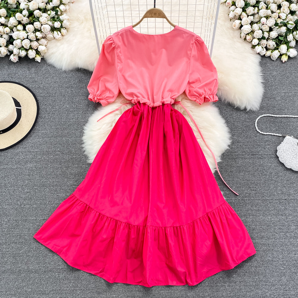 Cute v neck A line dress fashion girl dress    S341