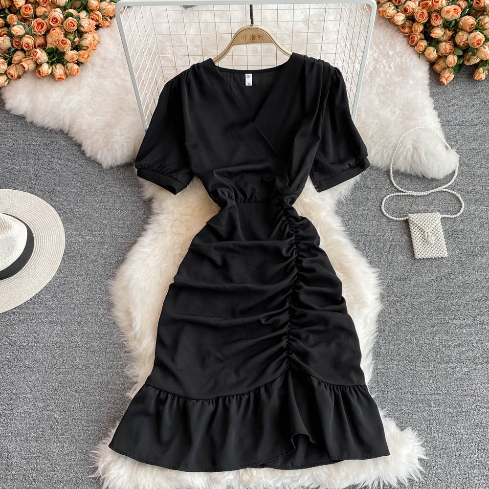 Cute v neck short dress fashion dress      S473