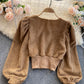 Stylish corduroy long sleeve top  S110