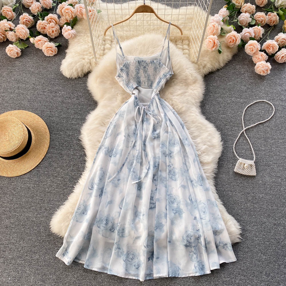 Cute chiffon floral dress A line fashion dress     S146