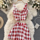 Stylish plaid two pieces sets   S58