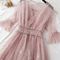 A line two pieces tulle dress with sequins  S89