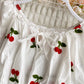 Cute summer puff sleeve applique top    S36