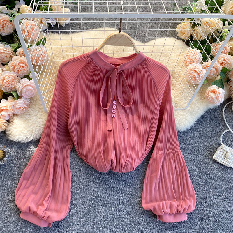 Cute chiffon long sleeve tops    S226