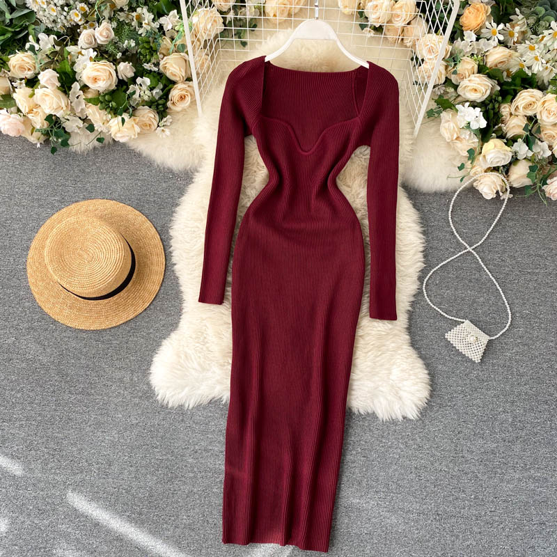 Fashionable Long Sleeve Knit Dress     S284