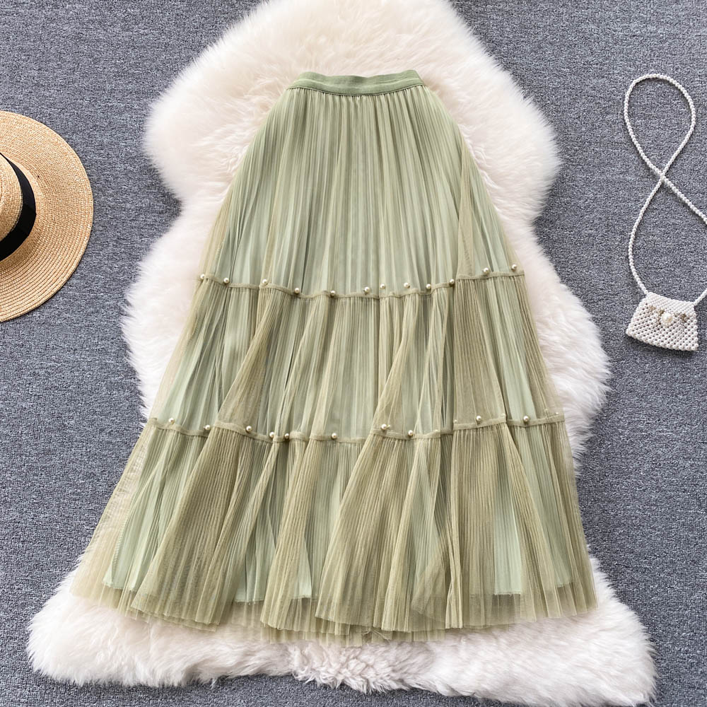 Cute mesh pleated skirt A line fashion skirt      S219