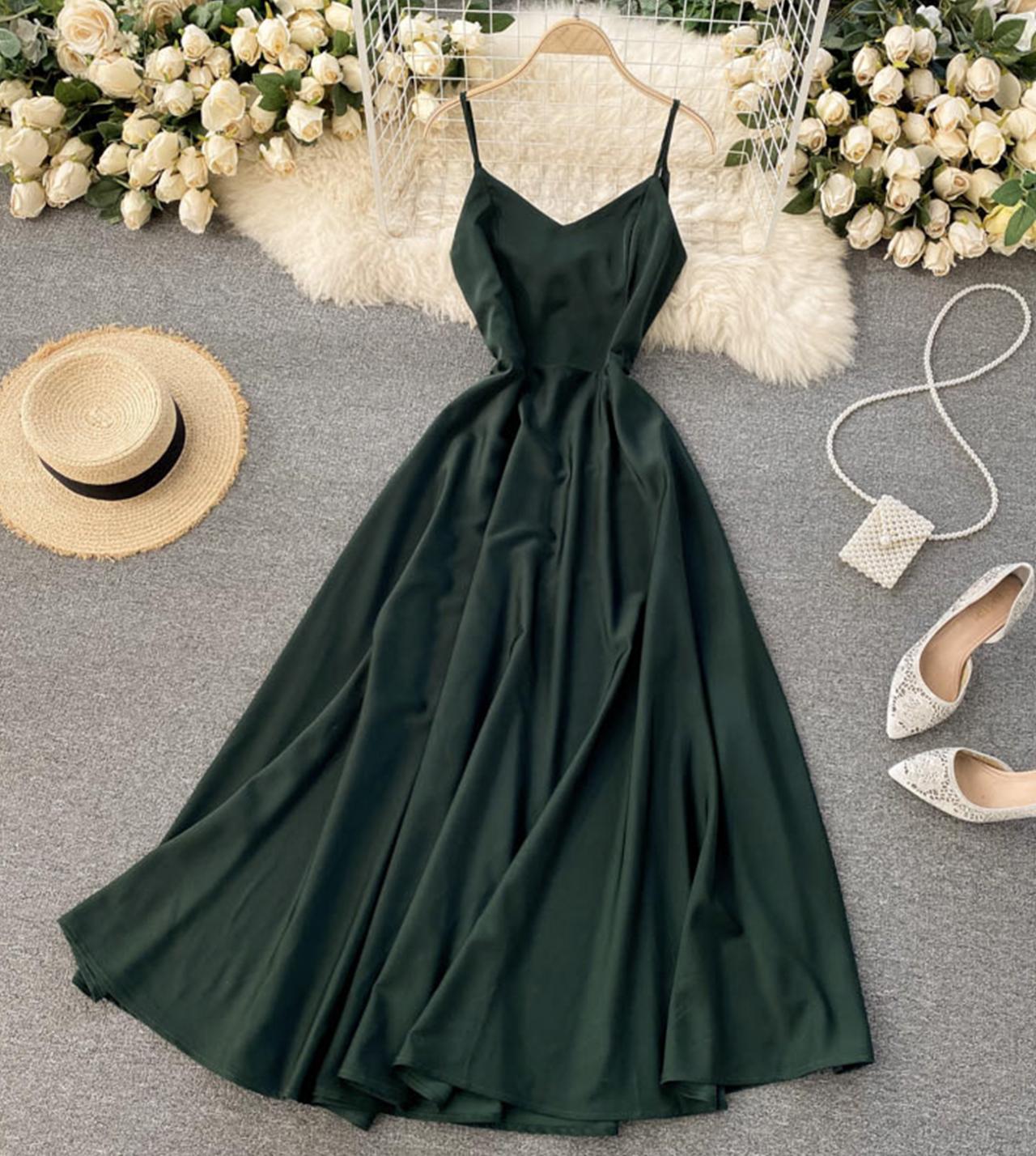 Cute v neck satin dress fashion dress    S125