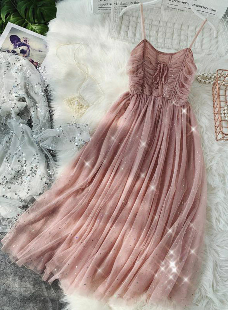 A line tulle sequins dress summer dress    S97