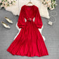 Simple v neck long sleeve dress fashion dress    S184