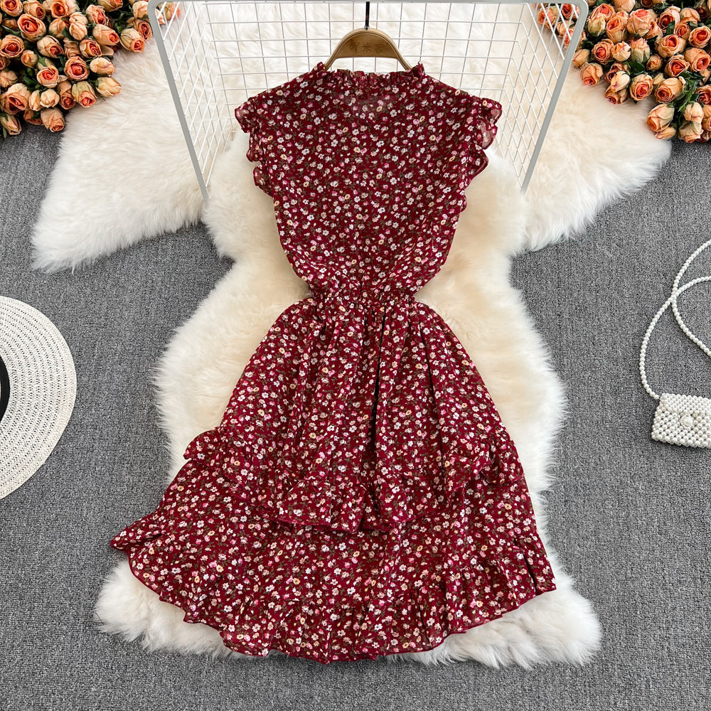 Cute A line floral dress fashion dress     S441