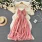 Pink v neck short dress A line fashion dress     S367