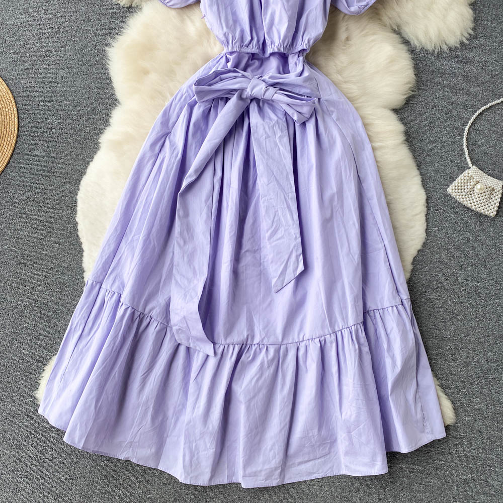 Purple A-line short dress fashion dress     S305