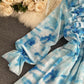 Blue A line long sleeve dress fashion dress   S13