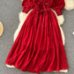 Red A line long sleeve dress fashion dress     S155