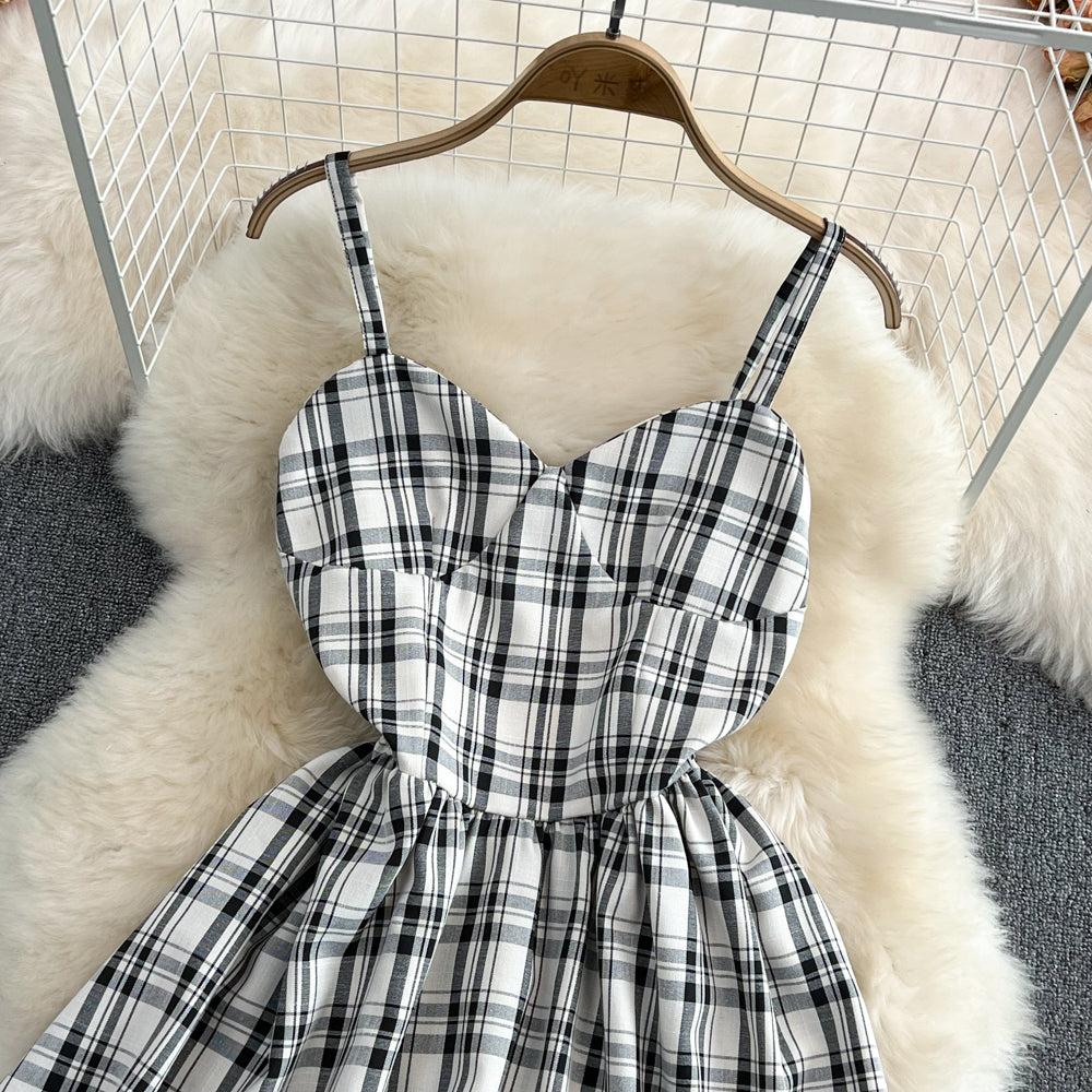 Cute A line plaid dress fashion girl dress     S418