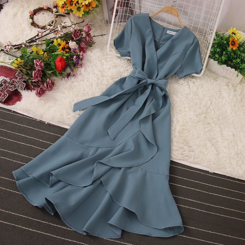 Cute V-neck short dress fashion dress    S298