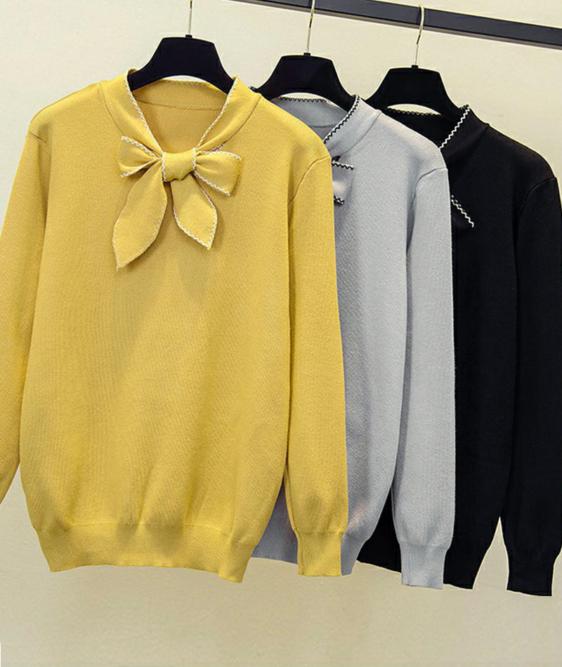 Sweater loose long sleeve bow sweater   S52